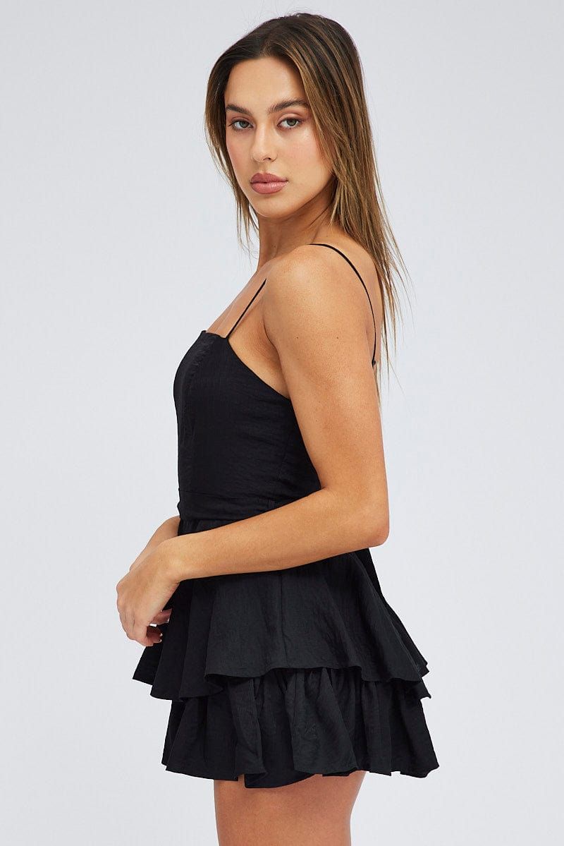 Black Ruffle Playsuit Sleeveless sold by Ally Fashion product image thumbnail 4