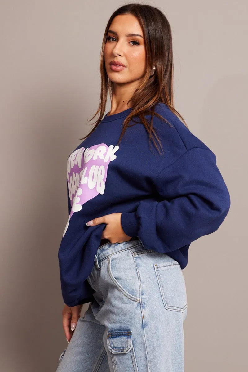 Blue Graphic Sweat Long Sleeve sold by Ally Fashion product image thumbnail 4