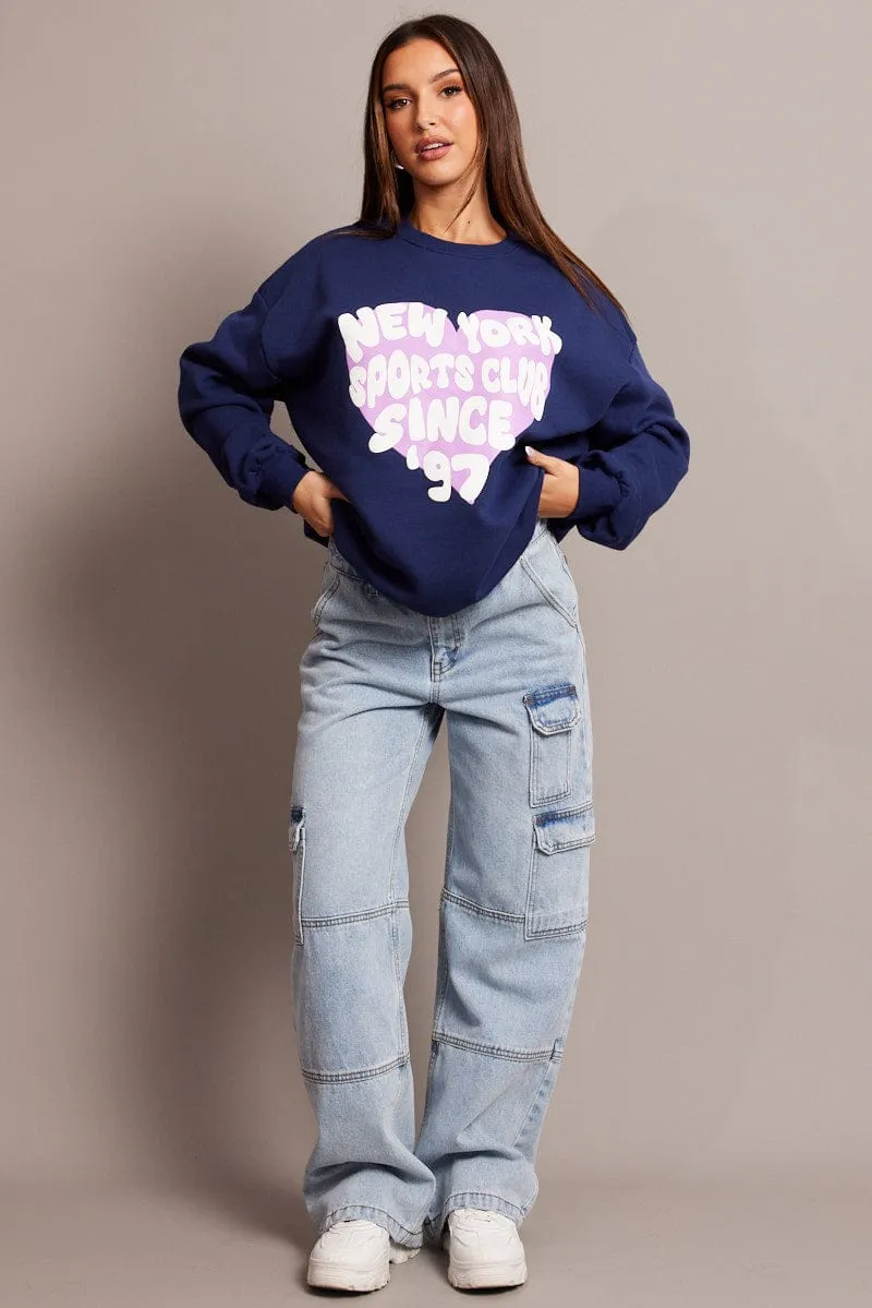 Blue Graphic Sweat Long Sleeve sold by Ally Fashion product image thumbnail 2