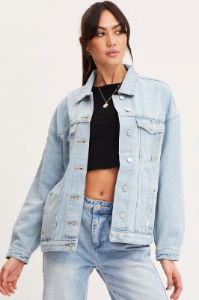 Blue Oversized Jacket Long Sleeve Denim sold by Ally Fashion