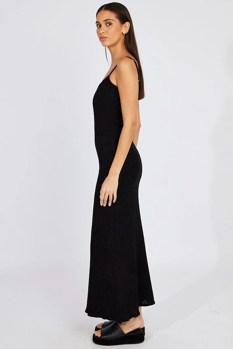 Black Knit Dress Maxi Strappy sold by Ally Fashion product image thumbnail 4