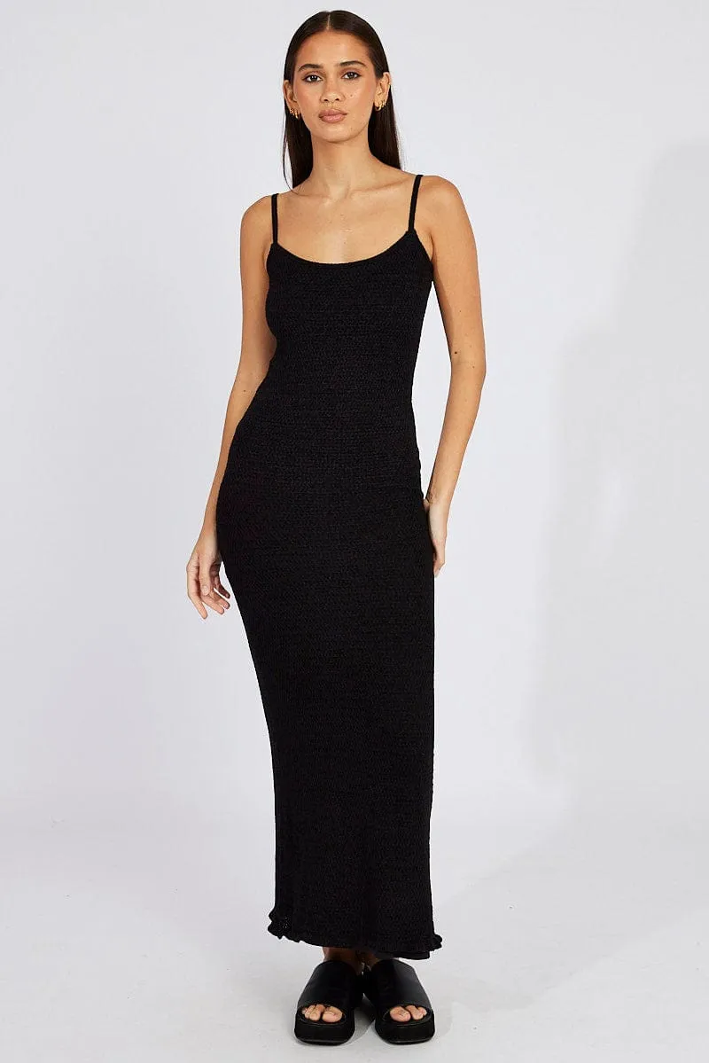 Black Knit Dress Maxi Strappy sold by Ally Fashion