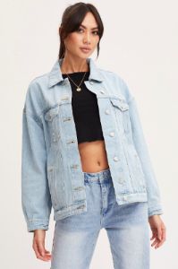 Blue Oversized Jacket Long Sleeve Denim sold by Ally Fashion