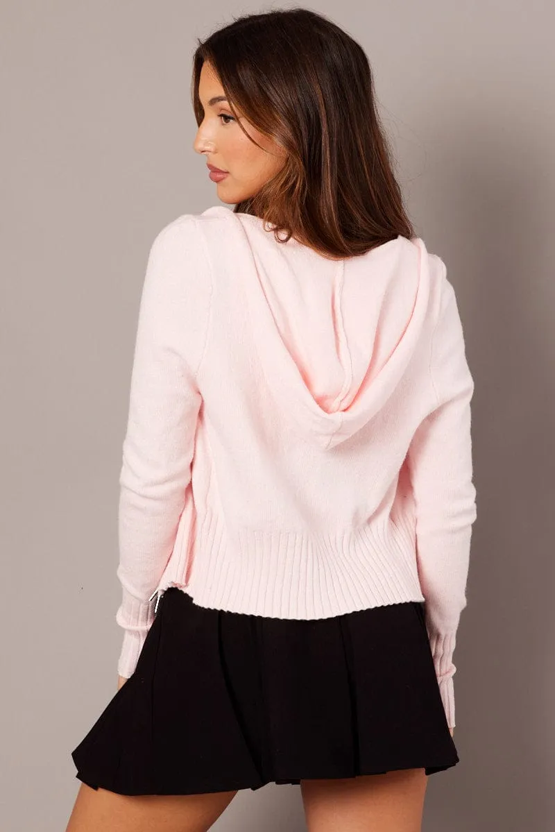Pink Zip Up Cardigan Long Sleeve Hooded sold by Ally Fashion product image thumbnail 5