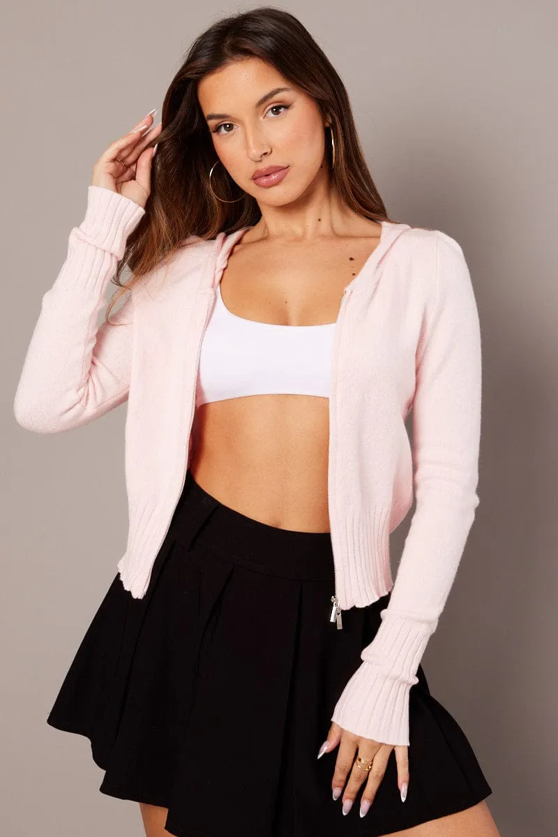 Pink Zip Up Cardigan Long Sleeve Hooded sold by Ally Fashion product image thumbnail 3