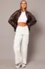 Brown Faux Leather Jacket Long Sleeve sold by Ally Fashion
