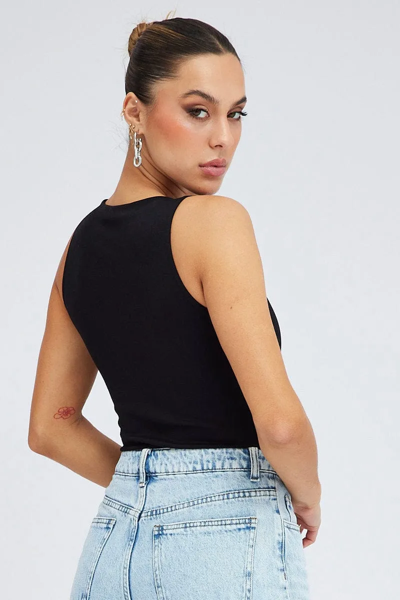 Black Bodysuit Sleeveless Crew Neck sold by Ally Fashion product image thumbnail 5