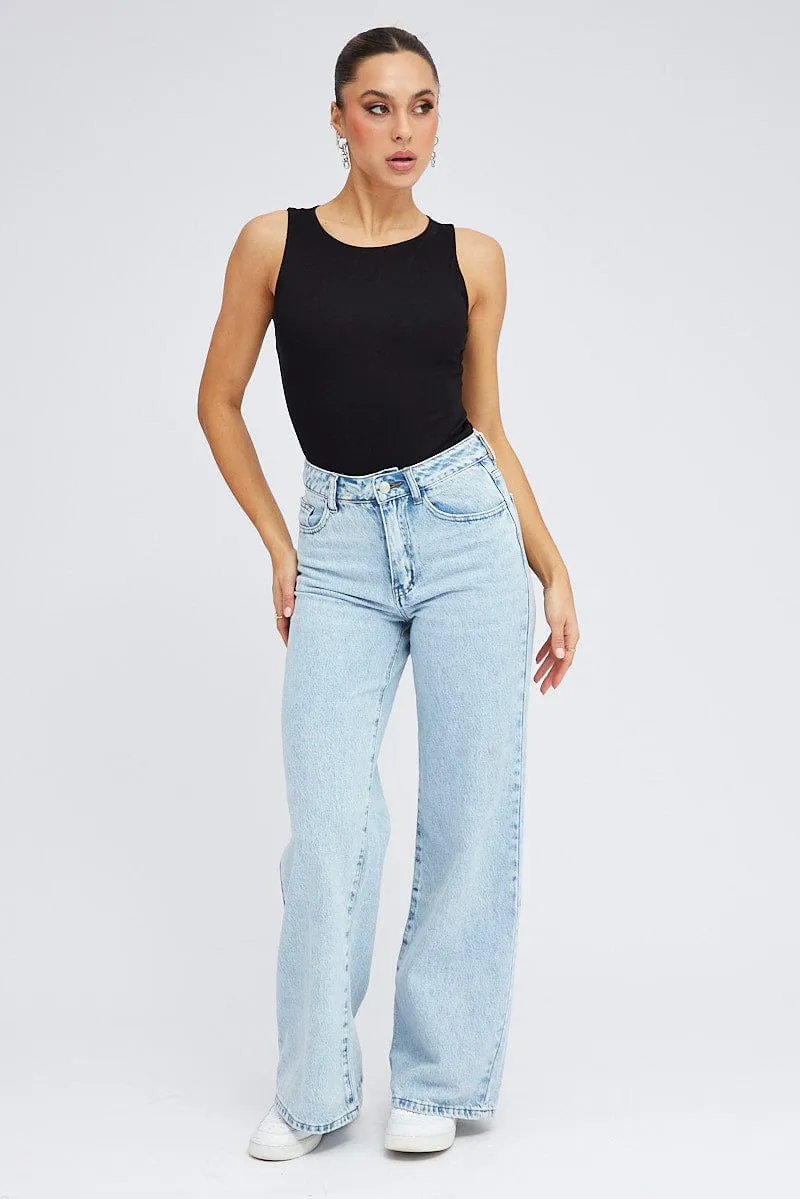 Black Bodysuit Sleeveless Crew Neck sold by Ally Fashion product image thumbnail 3