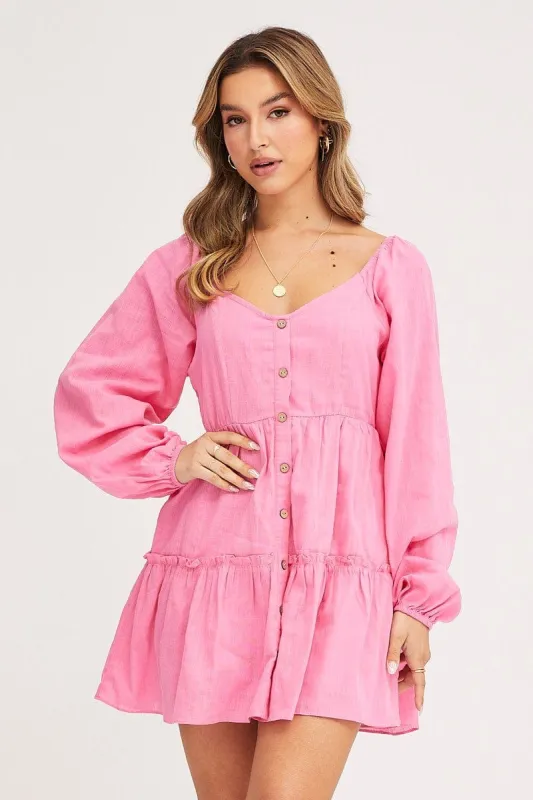 Pink Linen Skater Dress sold by Ally Fashion