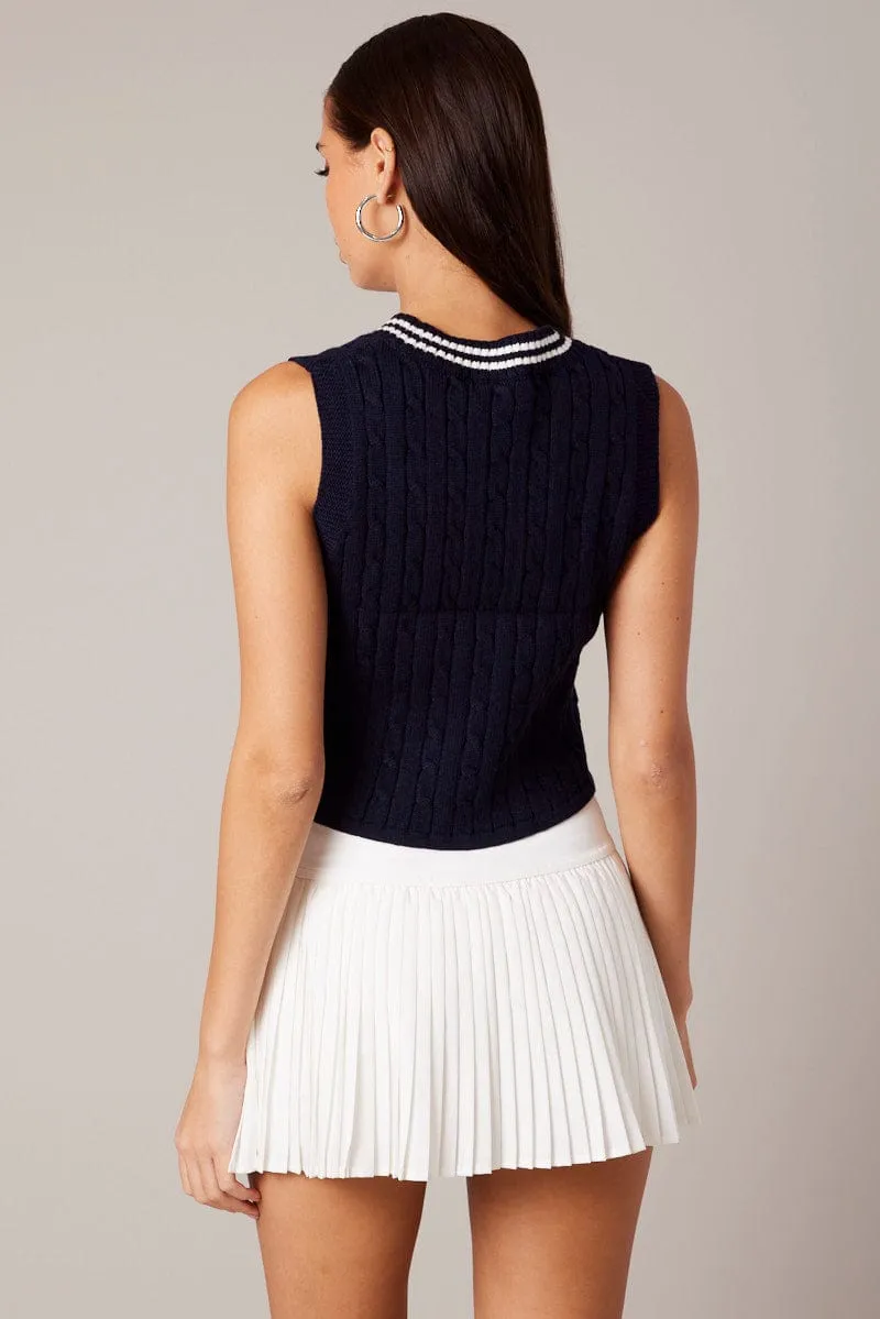 Blue Knit Vest V Neck sold by Ally Fashion product image thumbnail 5