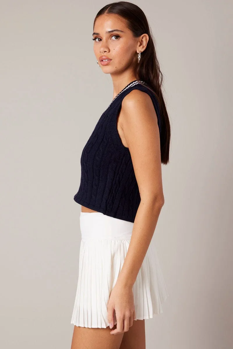 Blue Knit Vest V Neck sold by Ally Fashion product image thumbnail 4