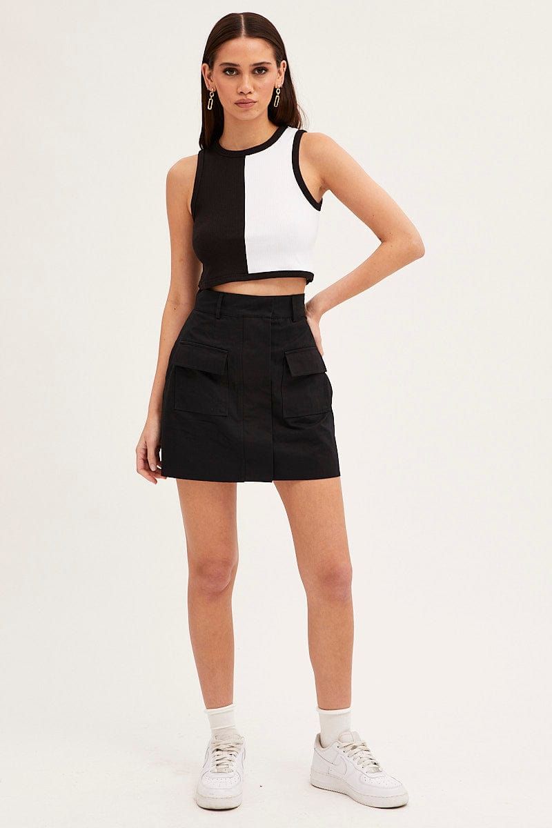 Multi Colour Crop Top Sleeveless Crew Neck Color Block sold by Ally Fashion product image thumbnail 2