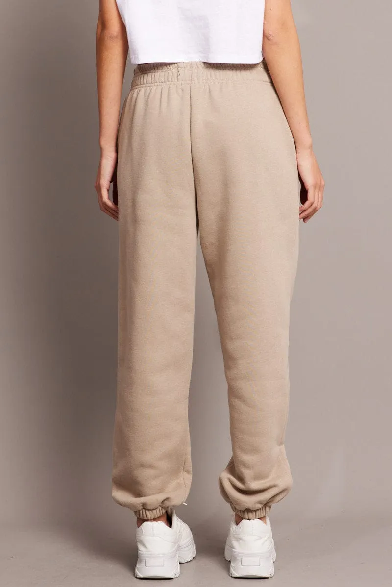 Beige Track Pants High Rise sold by Ally Fashion product image thumbnail 5