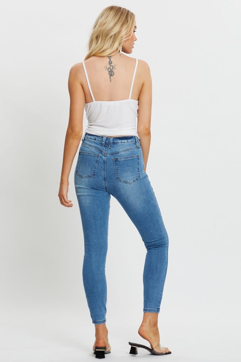 Blue Skinny Denim Jeans Mid Rise sold by Ally Fashion product image thumbnail 3