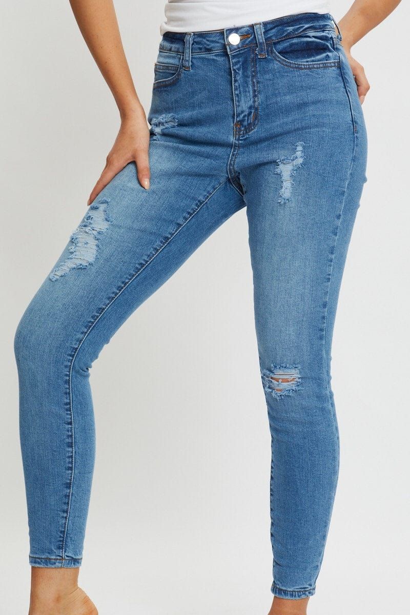 Blue Skinny Denim Jeans Mid Rise sold by Ally Fashion product image thumbnail 4