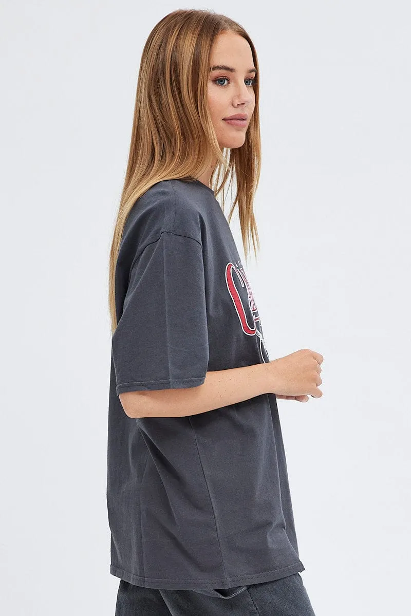 Grey Graphic Tee Short Sleeves Oversized sold by Ally Fashion product image thumbnail 4