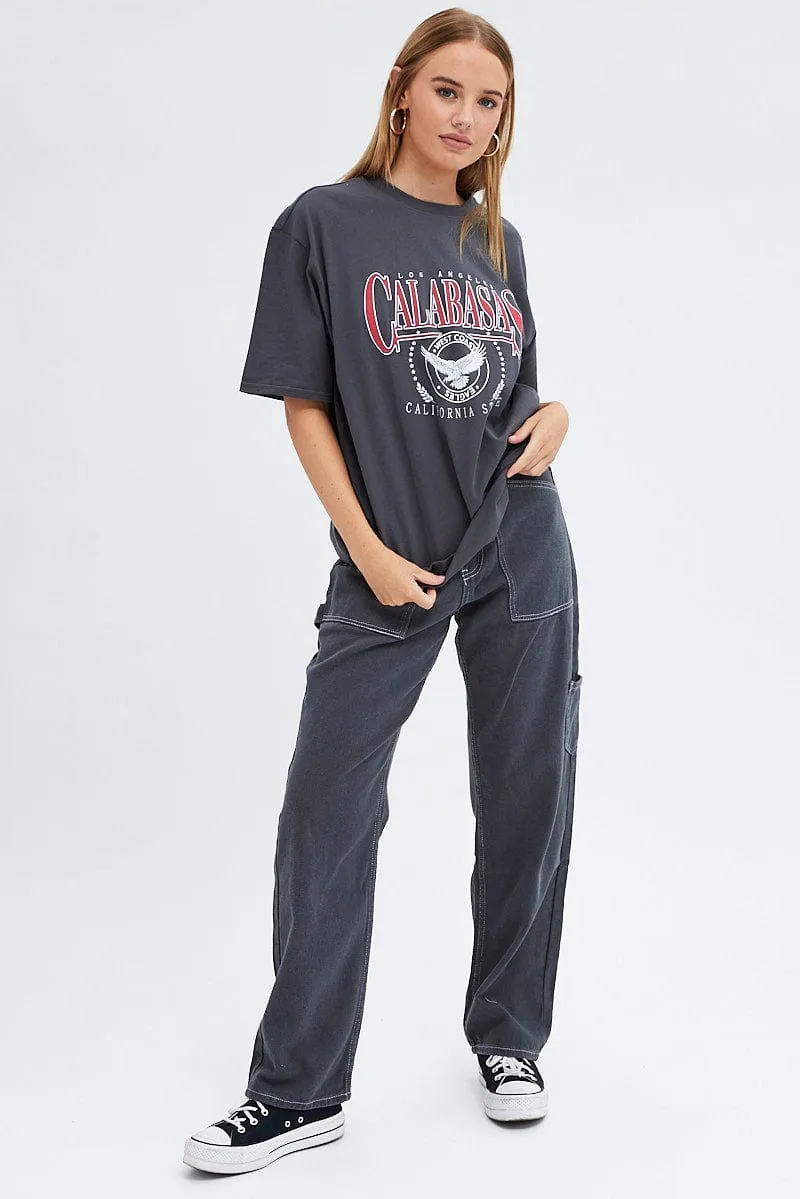 Grey Graphic Tee Short Sleeves Oversized sold by Ally Fashion product image thumbnail 2