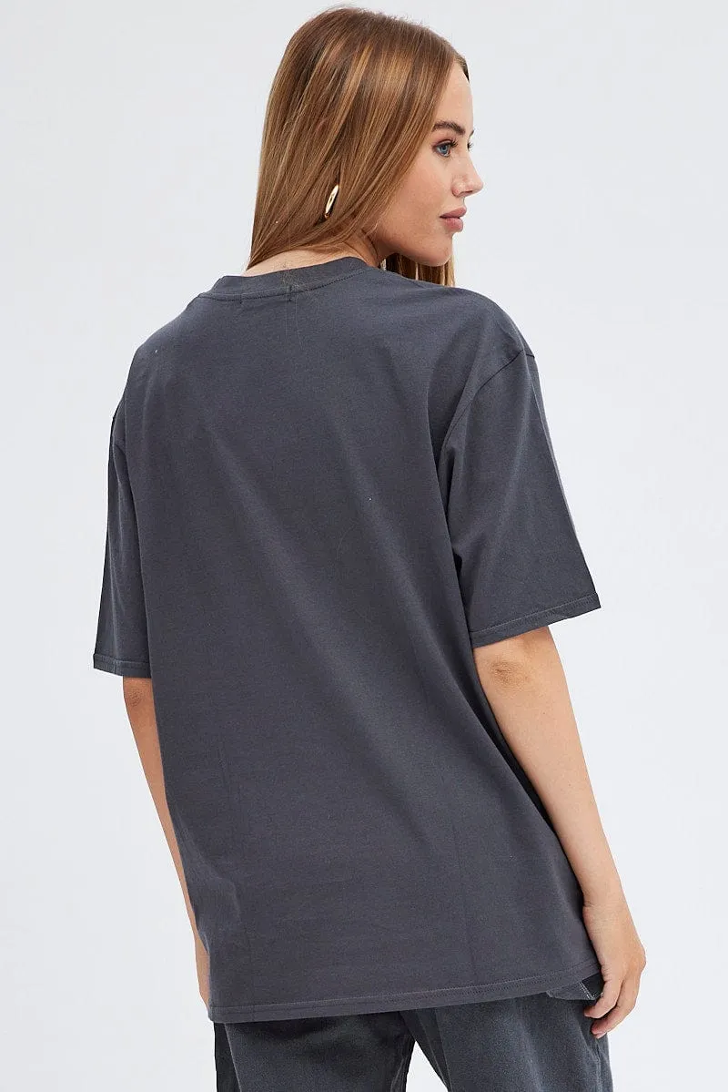 Grey Graphic Tee Short Sleeves Oversized sold by Ally Fashion product image thumbnail 5