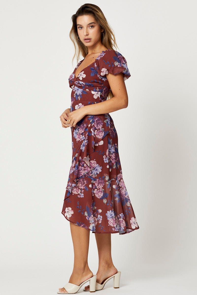 Print Sweetheart Button Front Midi Dress sold by Ally Fashion product image thumbnail 3