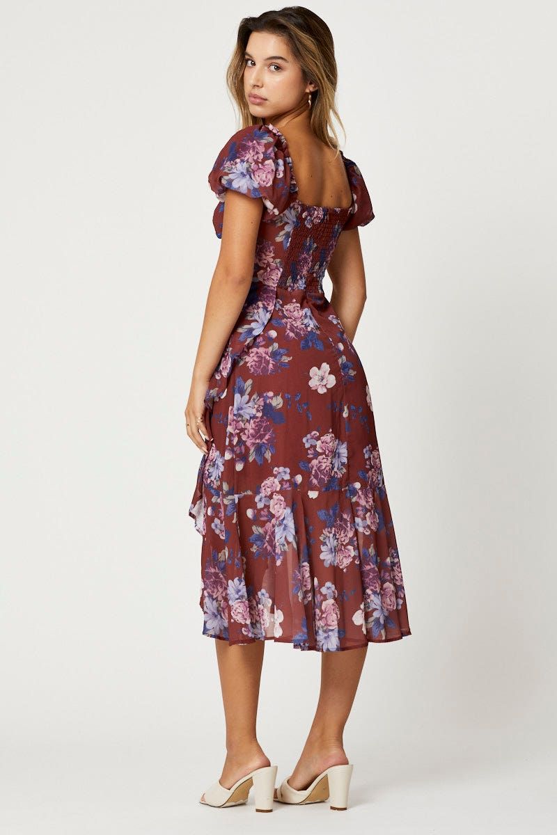Print Sweetheart Button Front Midi Dress sold by Ally Fashion product image thumbnail 4