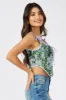 Black Floral Corset Top Sleeveless Scoop Neck Lace Up Detail sold by Ally Fashion