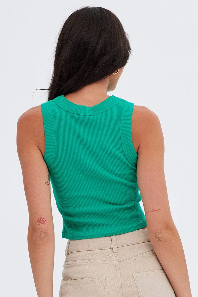 Green Crop Tank Top Crew neck sold by Ally Fashion product image thumbnail 5