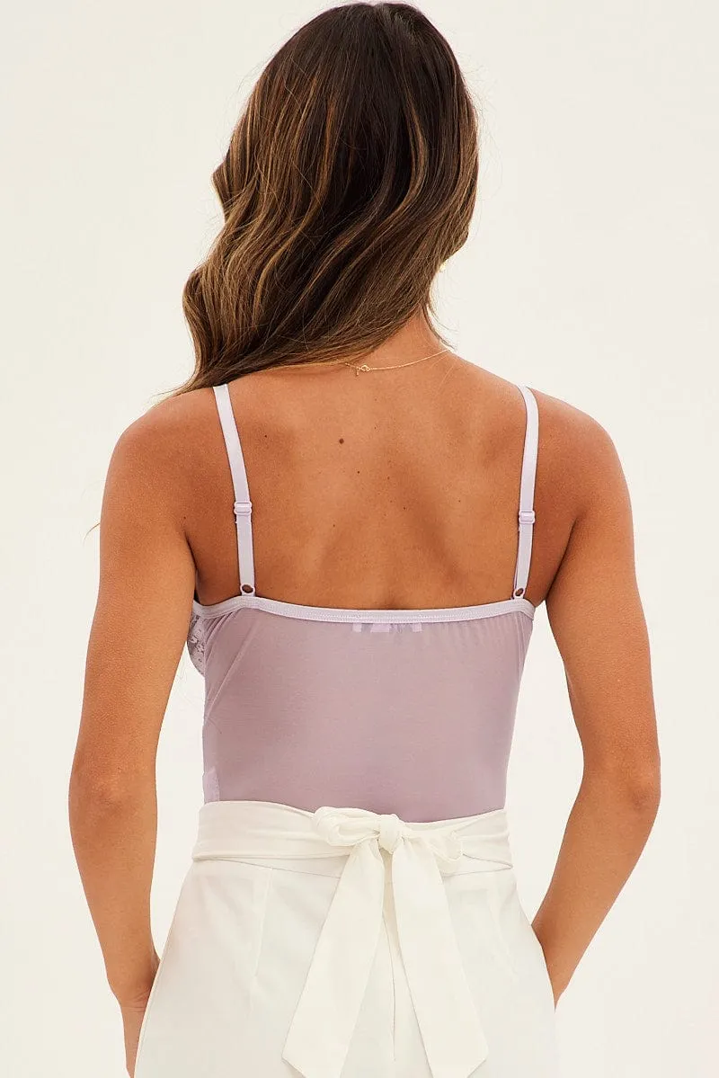 Purple Lace Bodysuit Singlet sold by Ally Fashion product image thumbnail 5