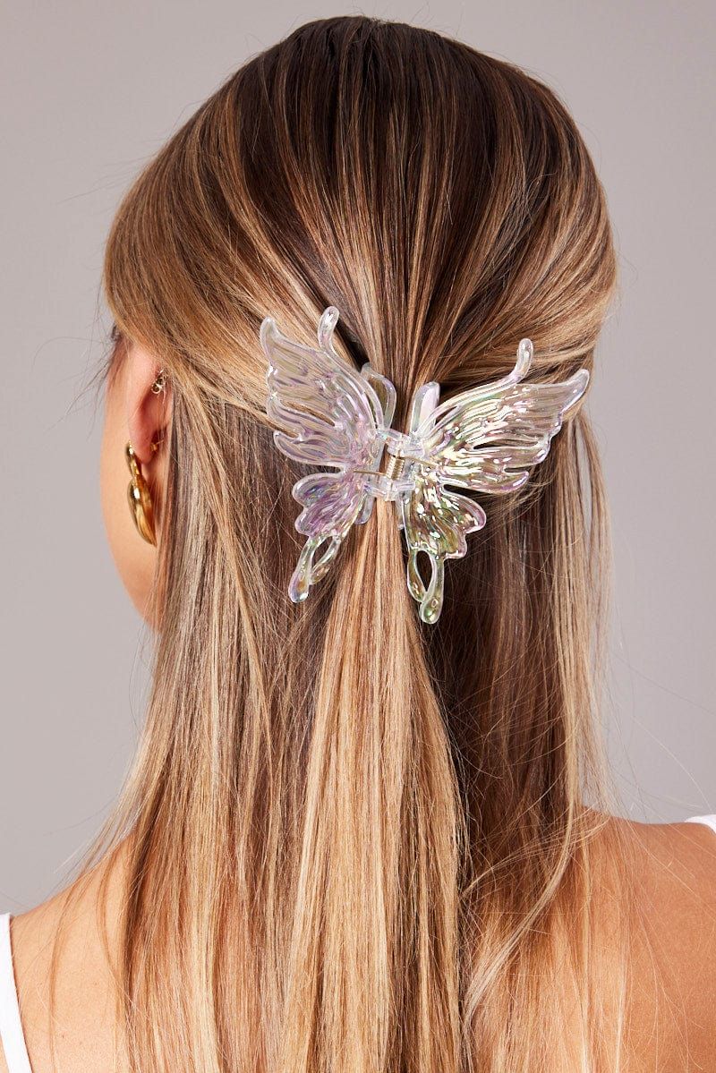Metallic Iridescent Butterfly Claw Clip sold by Ally Fashion