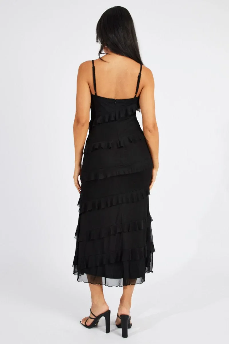 Black Maxi Dress Sleeveless Sweetheart Frill Mesh sold by Ally Fashion product image thumbnail 5