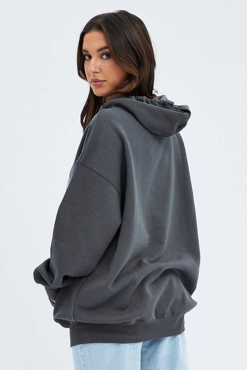 Grey Hoodie Long Sleeve Graphic Print sold by Ally Fashion product image thumbnail 5