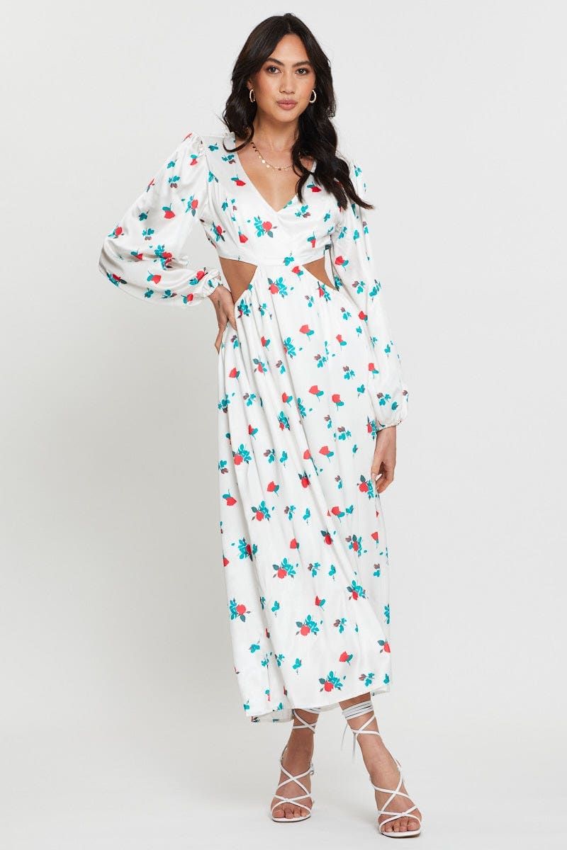 Print Maxi Dress Long Sleeve sold by Ally Fashion