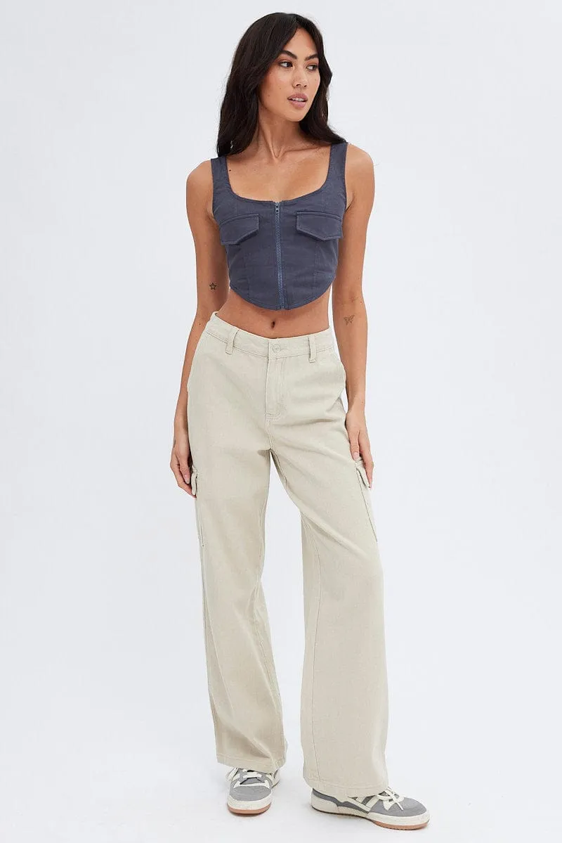 Grey Charcoal Top Sleeveless with Zipper sold by Ally Fashion product image thumbnail 2