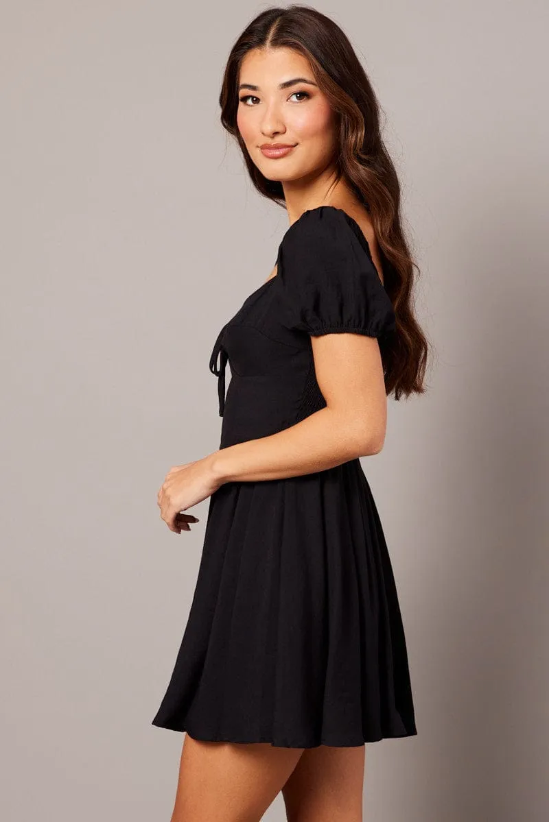 Black Fit And Flare Dress Puff Sleeve sold by Ally Fashion product image thumbnail 4