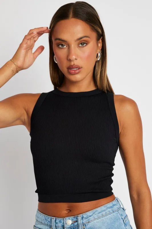 Black Tank Top Crew Neck Seamless sold by Ally Fashion