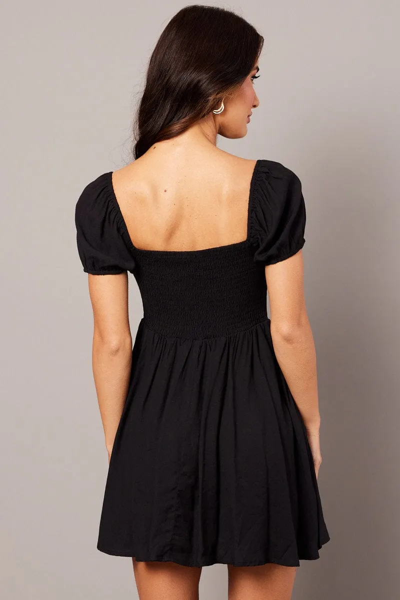 Black Fit And Flare Dress Puff Sleeve sold by Ally Fashion product image thumbnail 5