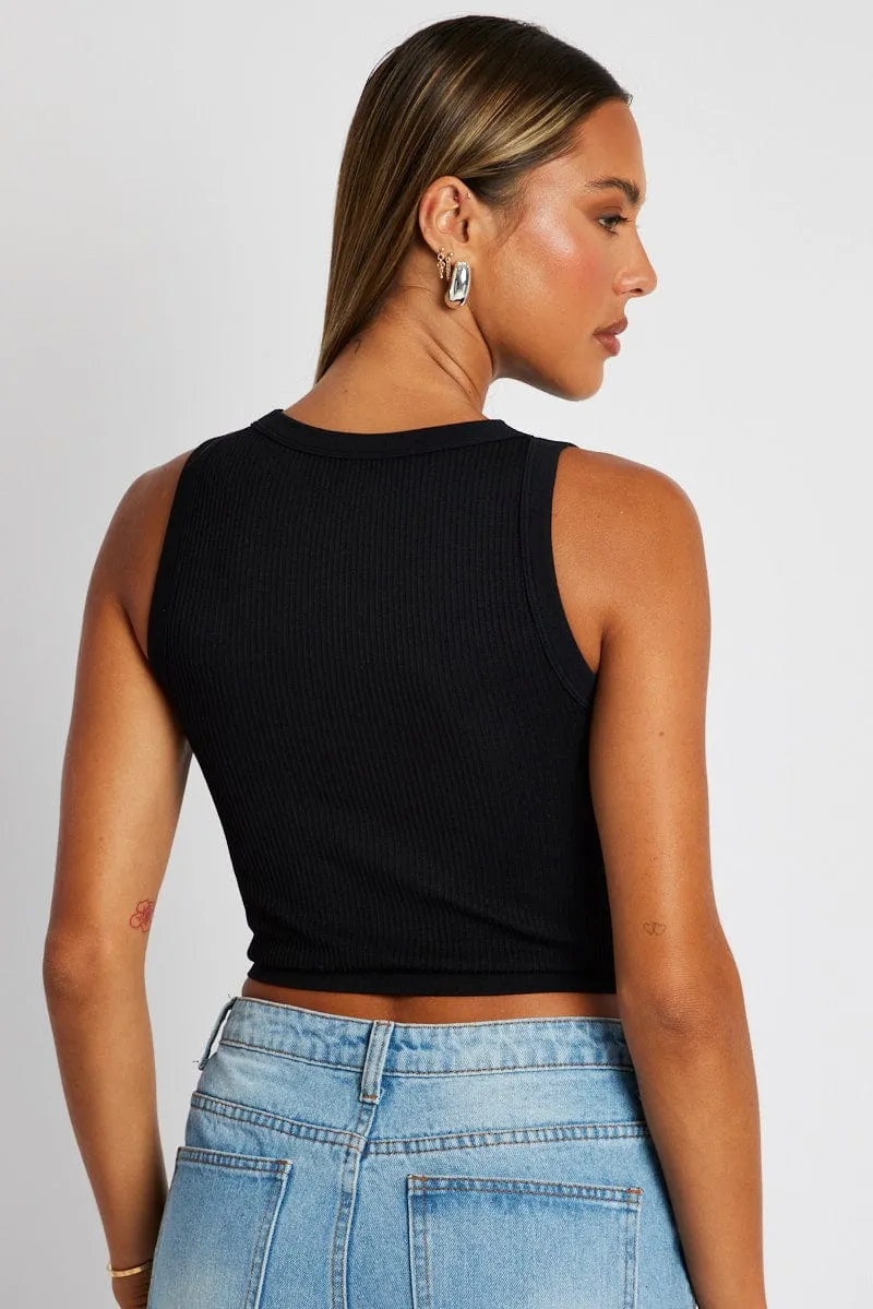 Black Tank Top Crew Neck Seamless sold by Ally Fashion product image thumbnail 5