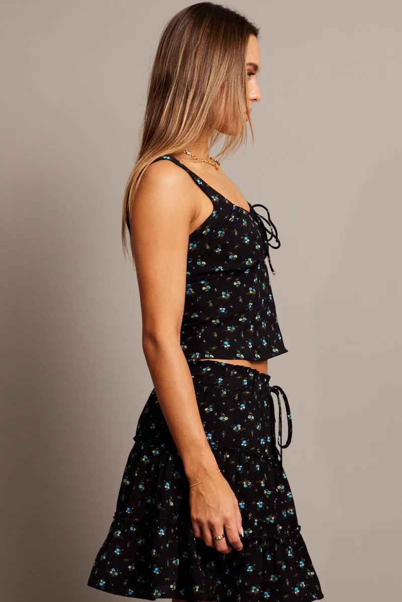 Black Ditsy Ruched Bust Top Sleeveless sold by Ally Fashion product image thumbnail 5