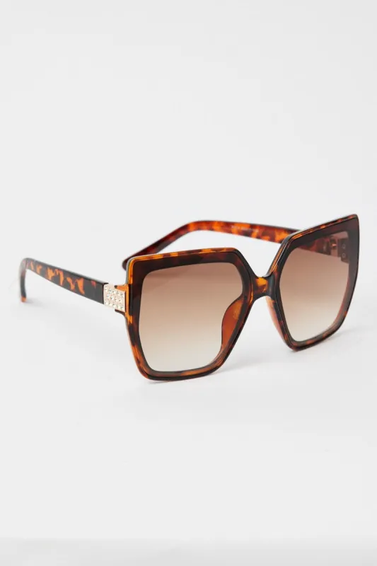 Brown Oversized Square Sunglasses sold by Ally Fashion