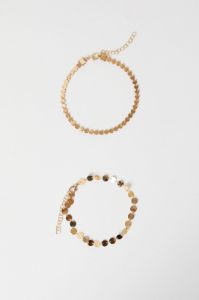 Gold 2 Row Chain And Disc Anklet sold by Ally Fashion