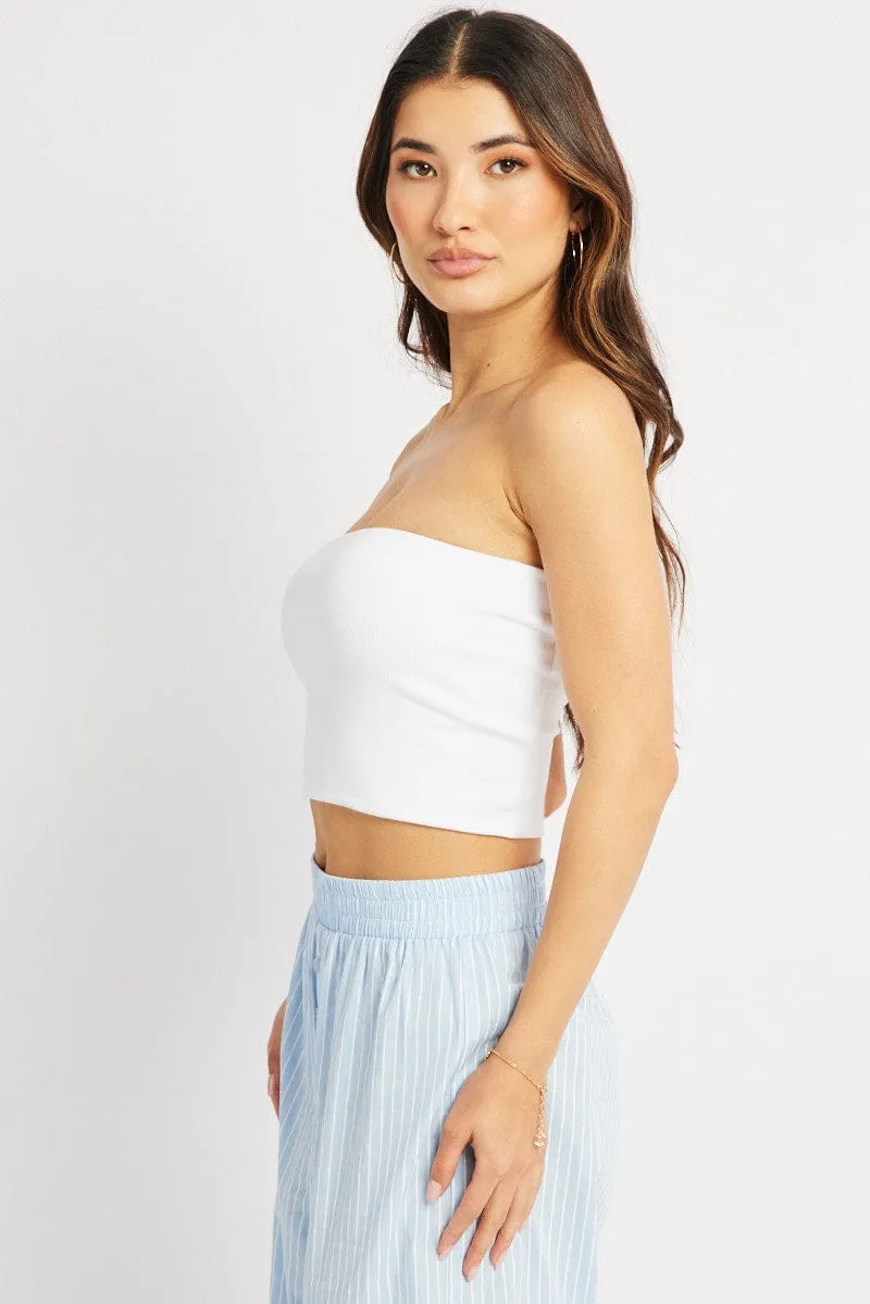 White Bandeau Top Cotton Rib sold by Ally Fashion product image thumbnail 4