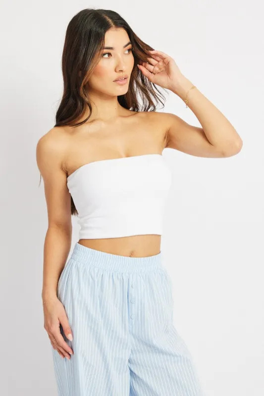 White Bandeau Top Cotton Rib sold by Ally Fashion