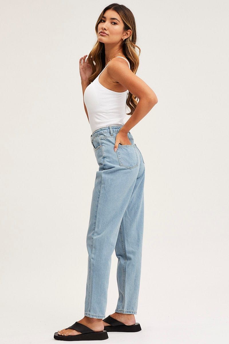Blue Mom Jeans High Rise sold by Ally Fashion product image thumbnail 4