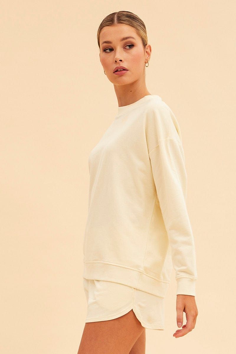 White Hudson Terry Crew Neck Oversized Sweat sold by Ally Fashion product image thumbnail 4