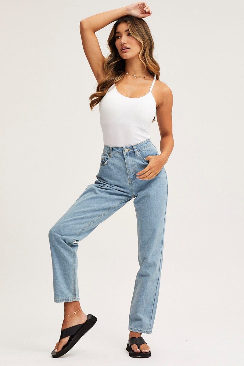Blue Mom Jeans High Rise sold by Ally Fashion