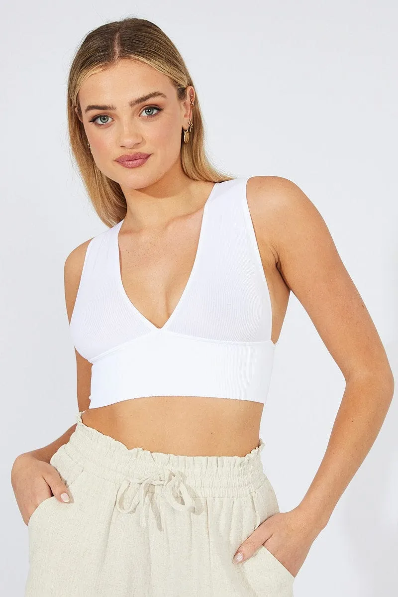 White Bralette V Neck Seamless sold by Ally Fashion product image thumbnail 3