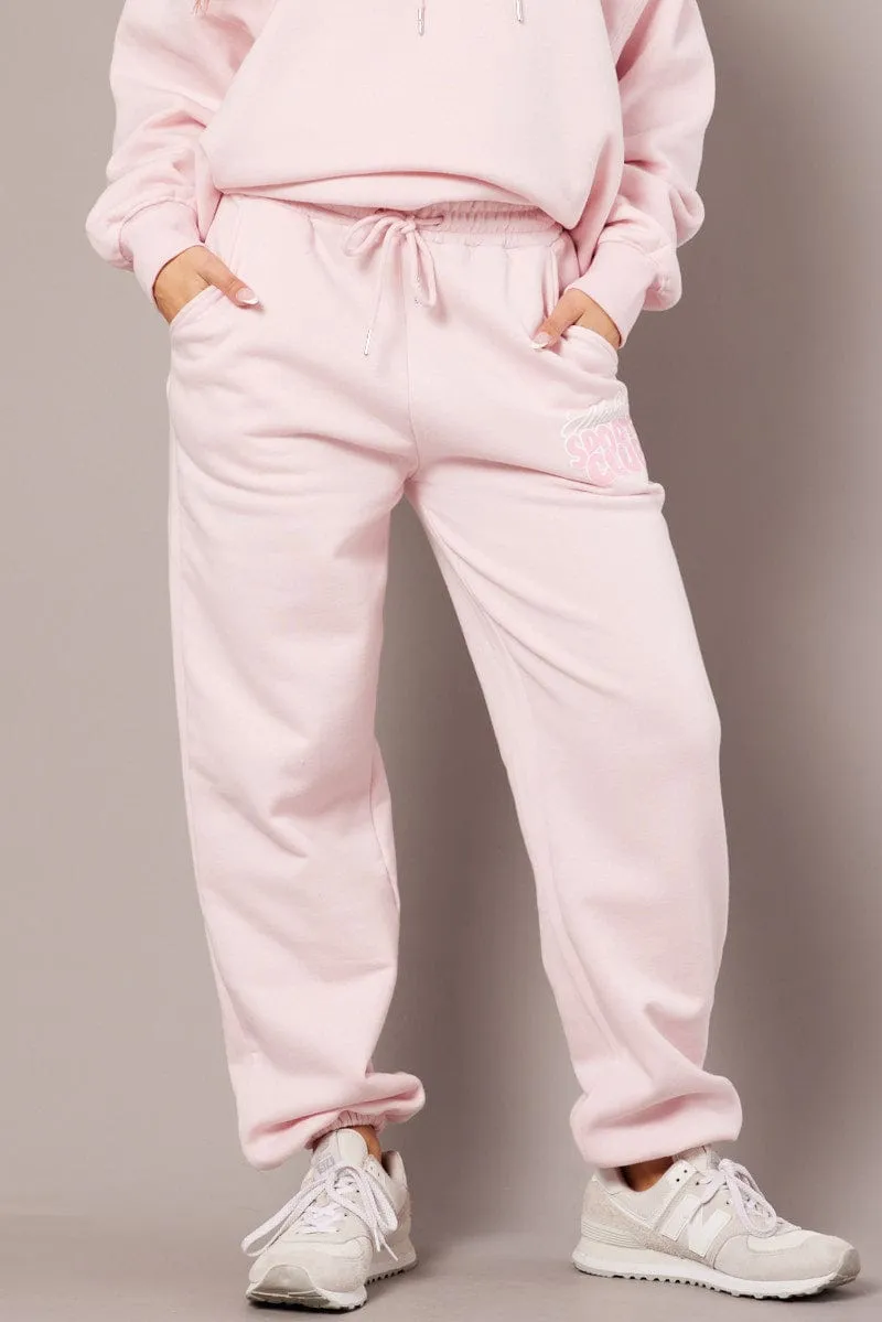 Pink Track Pants High Rise sold by Ally Fashion product image thumbnail 3