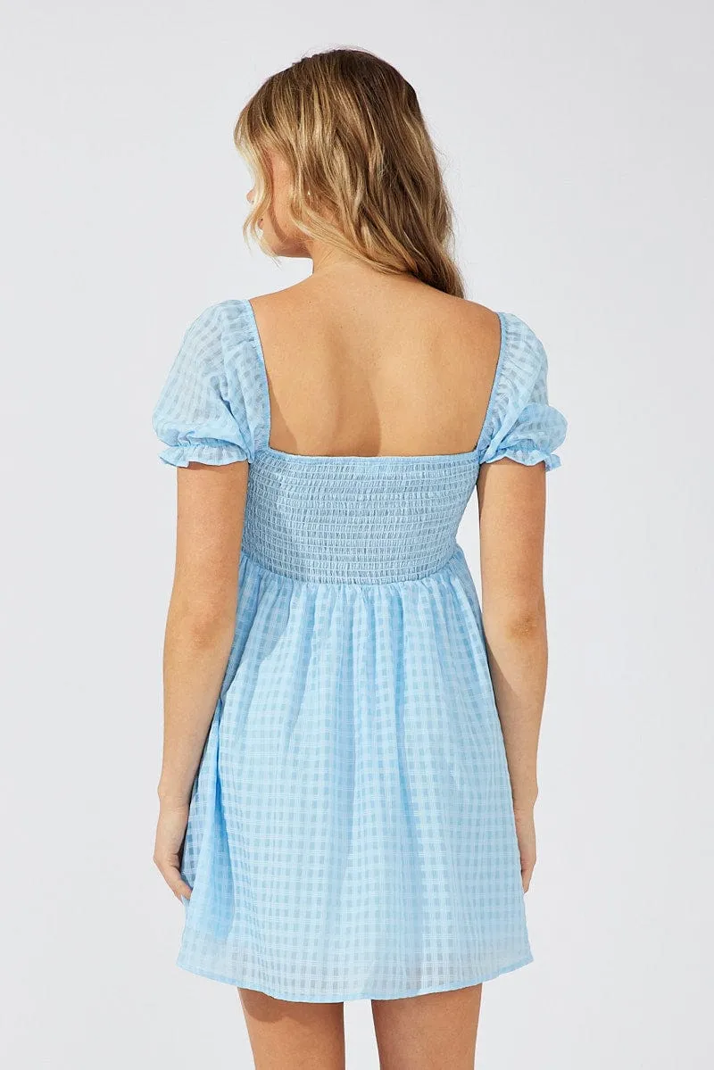 Blue Fit and Flare Dress Short Sleeve sold by Ally Fashion product image thumbnail 5
