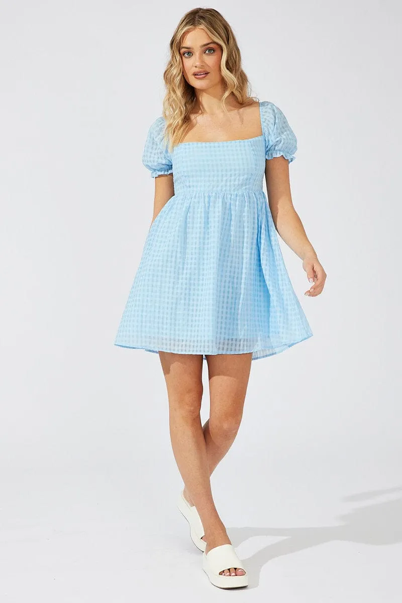 Blue Fit and Flare Dress Short Sleeve sold by Ally Fashion product image thumbnail 2
