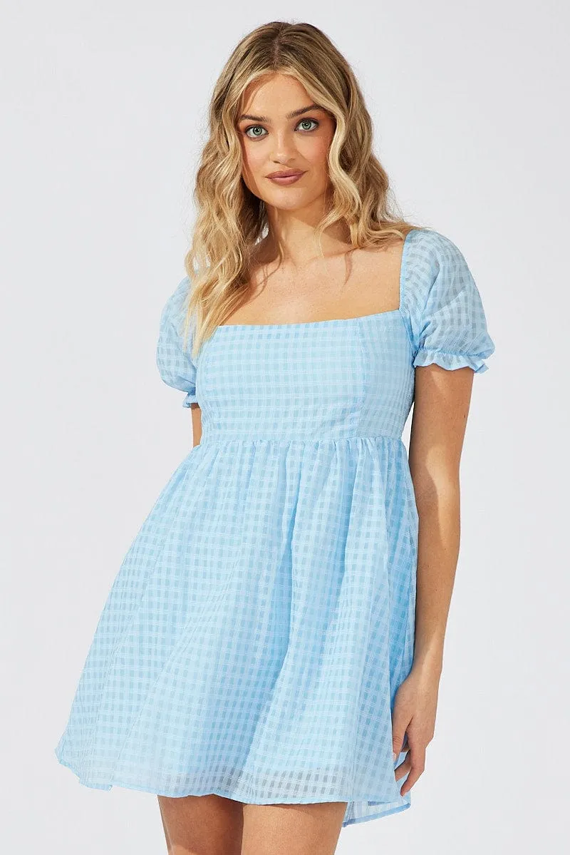 Blue Fit and Flare Dress Short Sleeve sold by Ally Fashion product image thumbnail 3
