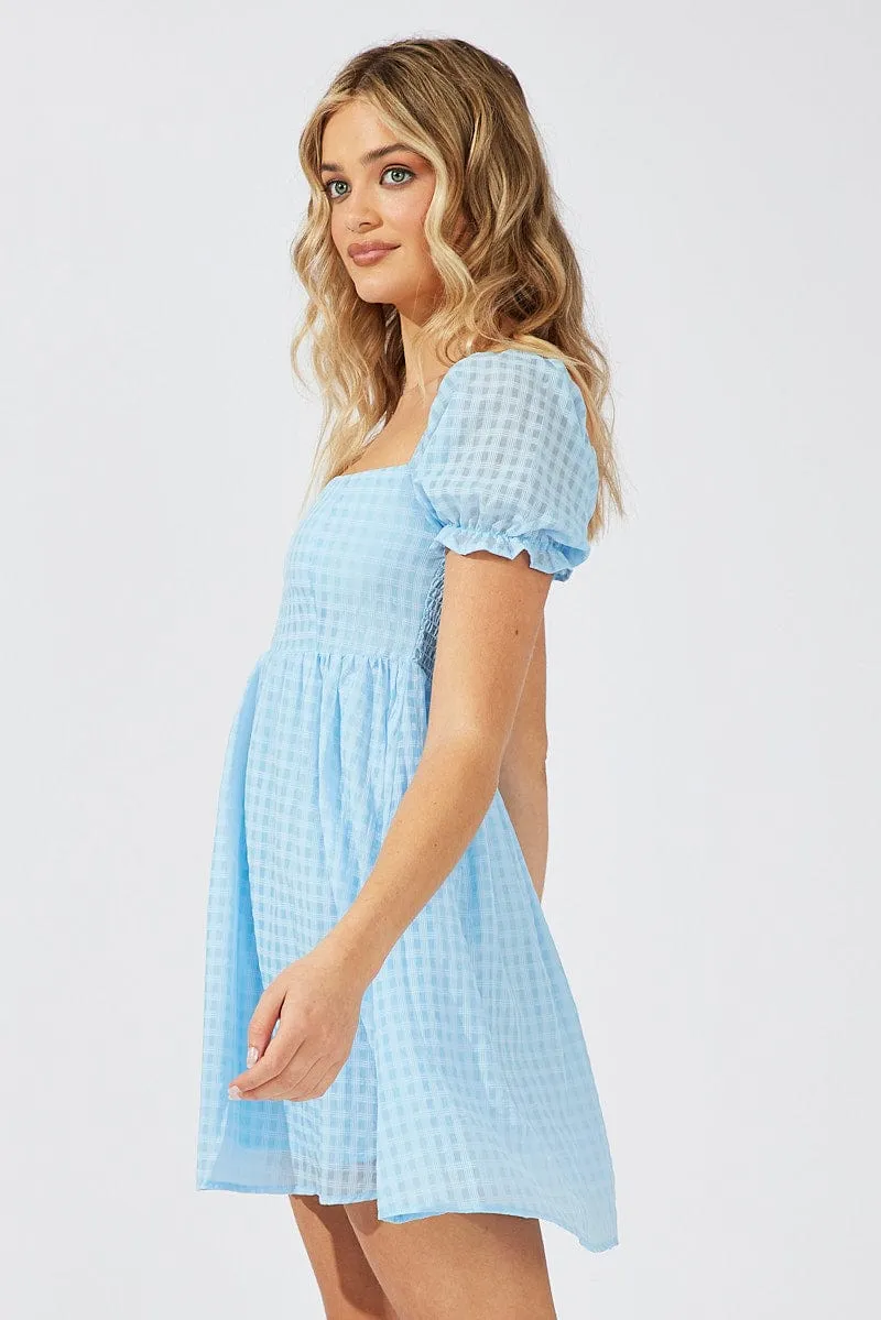 Blue Fit and Flare Dress Short Sleeve sold by Ally Fashion product image thumbnail 4